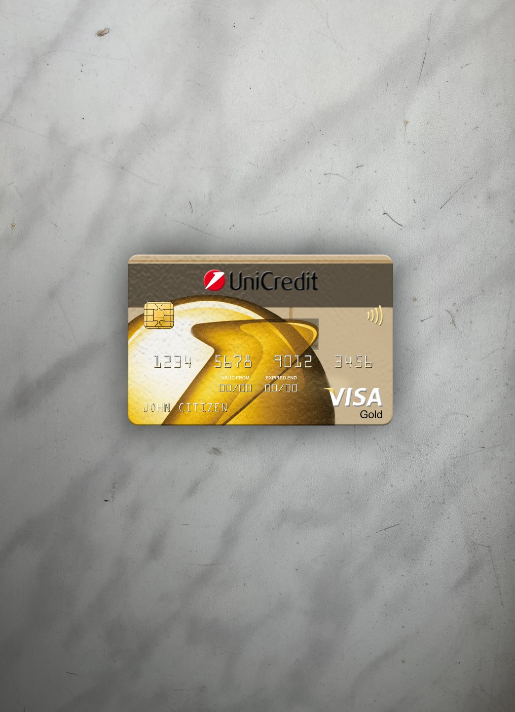 Download Romania UniCredit Bank visa gold card photolook front Photoshop template